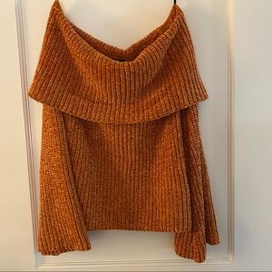 Off the shoulder rust colored Forever 21 sweater
